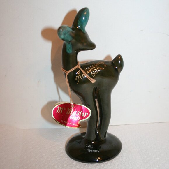 Deer MCM McMasters Red Clay Pottery * Red/Blue/Green Figurine - Picture 2 of 5